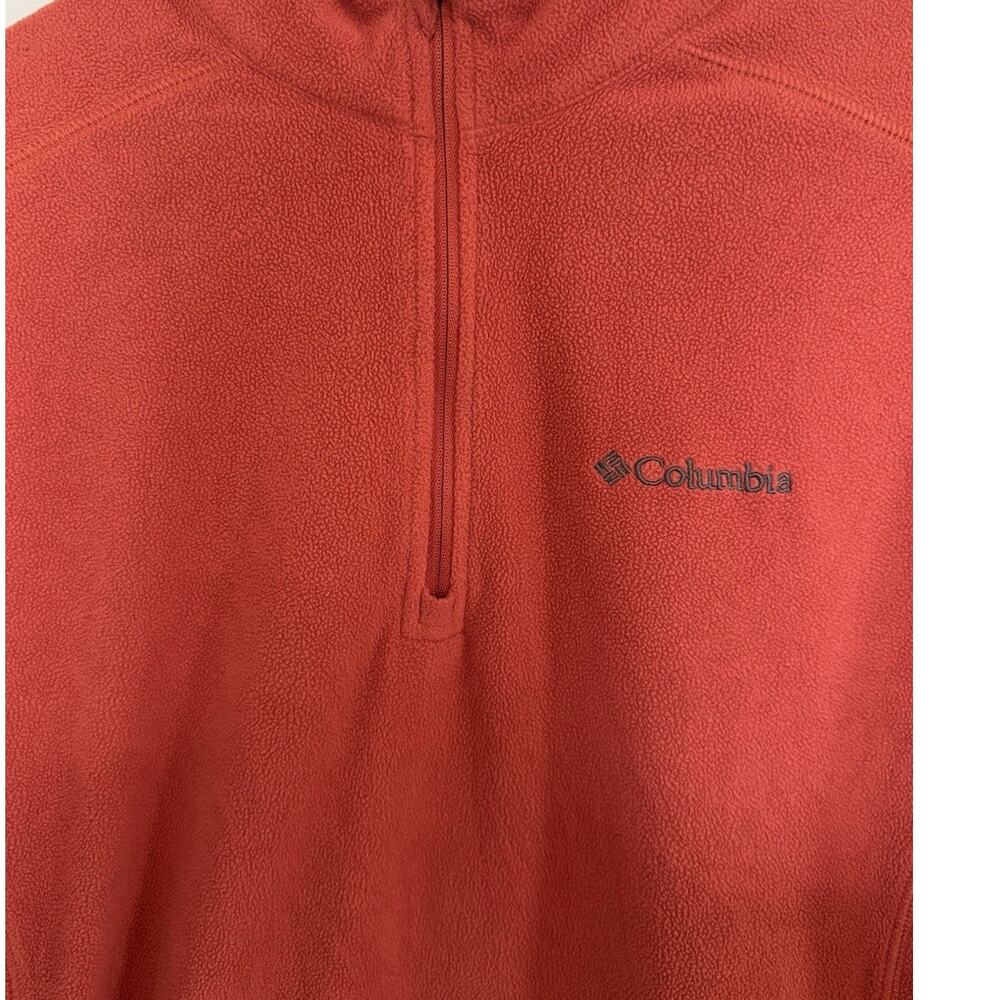 Columbia Men’s Small Coral Orange Quarter Zip Lightweight Fleece Pullover - Picture 3 of 5
